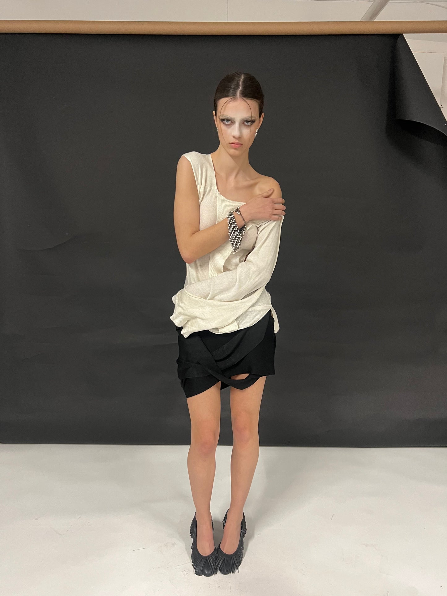 Black knit Mini Skirt,