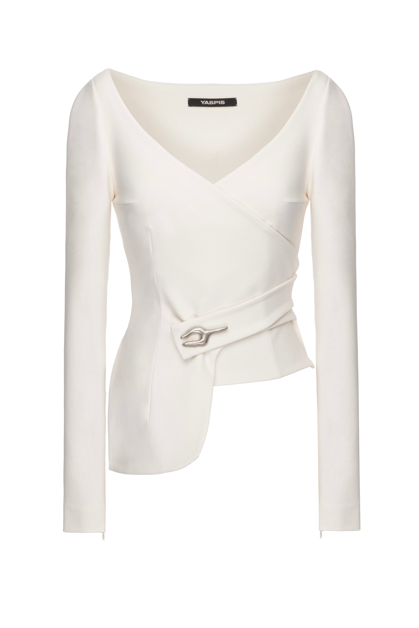 SS25 Asymmetric Wrap Long-Sleeve Top